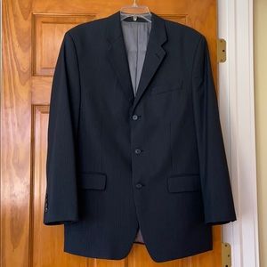 Calvin Klein Mens Dark Blue Striped Suit Jacket 40R 3 Button Front